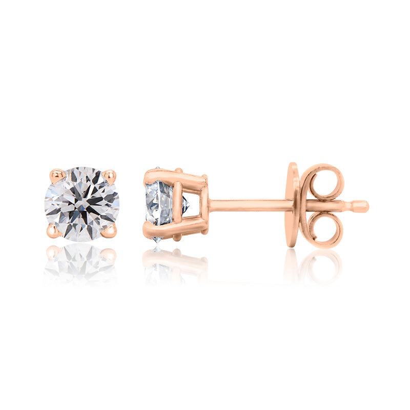 18ct rose gold lab-grown diamond studs with friction backs
