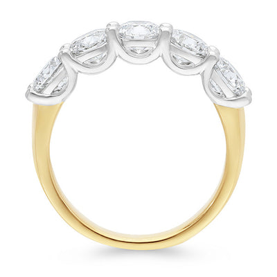 18ct yellow and white gold multi-stone lab grown diamond ring with five VS/DEF diamonds – 2.50ct TDW, Alexander Jewellers
