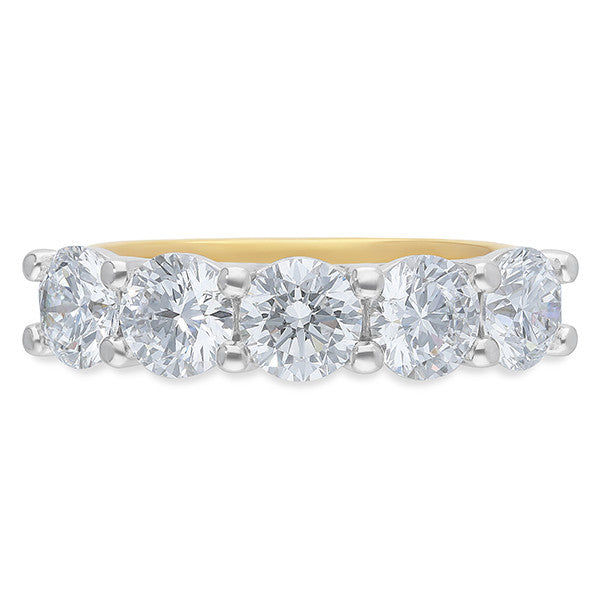 18ct yellow and white gold multi-stone lab grown diamond ring with five VS/DEF diamonds – 2.50ct TDW, Alexander Jewellers