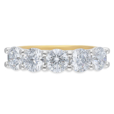 18ct yellow and white gold multi-stone lab grown diamond ring with five VS/DEF diamonds – 2.50ct TDW, Alexander Jewellers