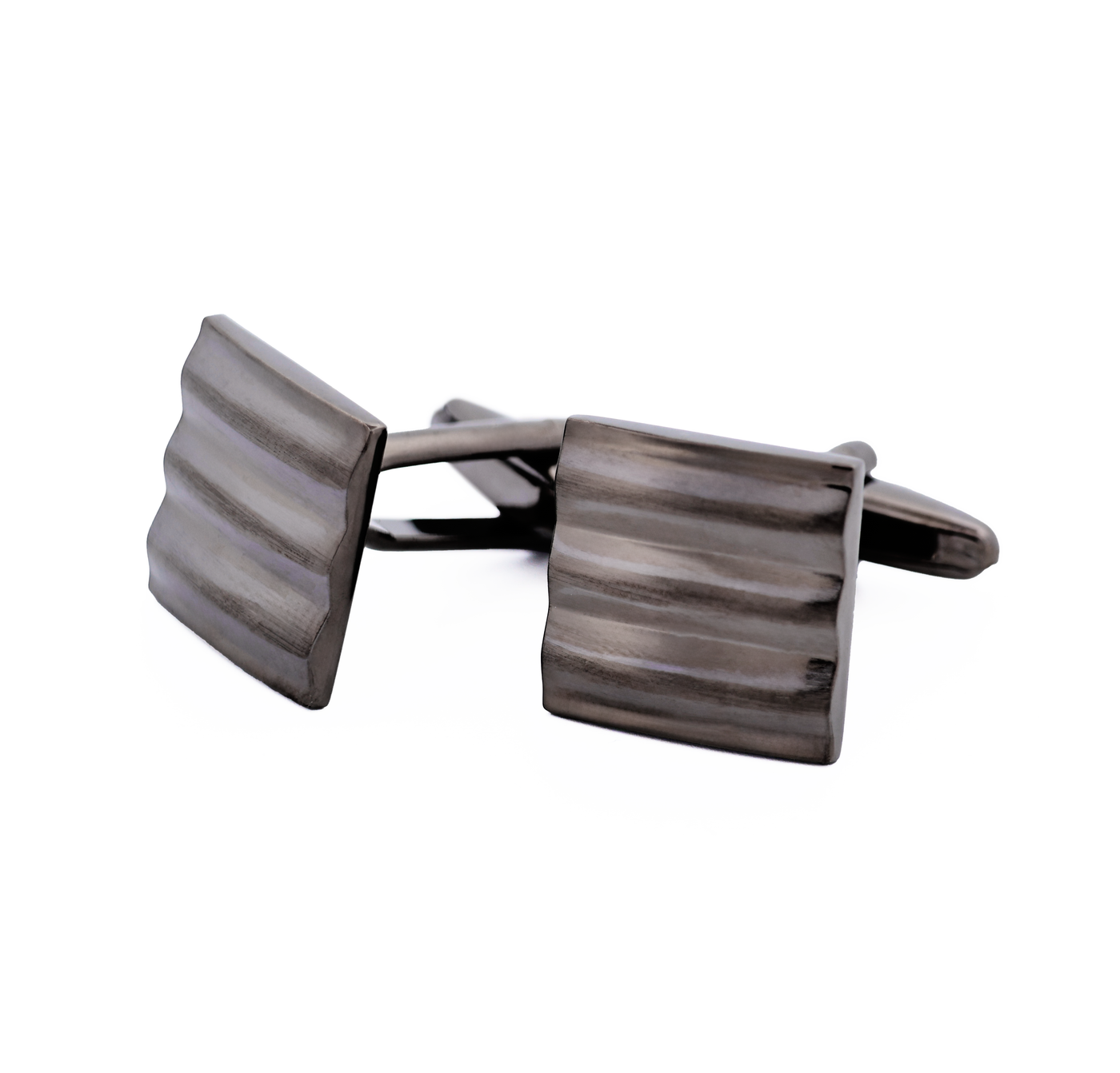 Sqaure Striped Gun Metal Cufflinks