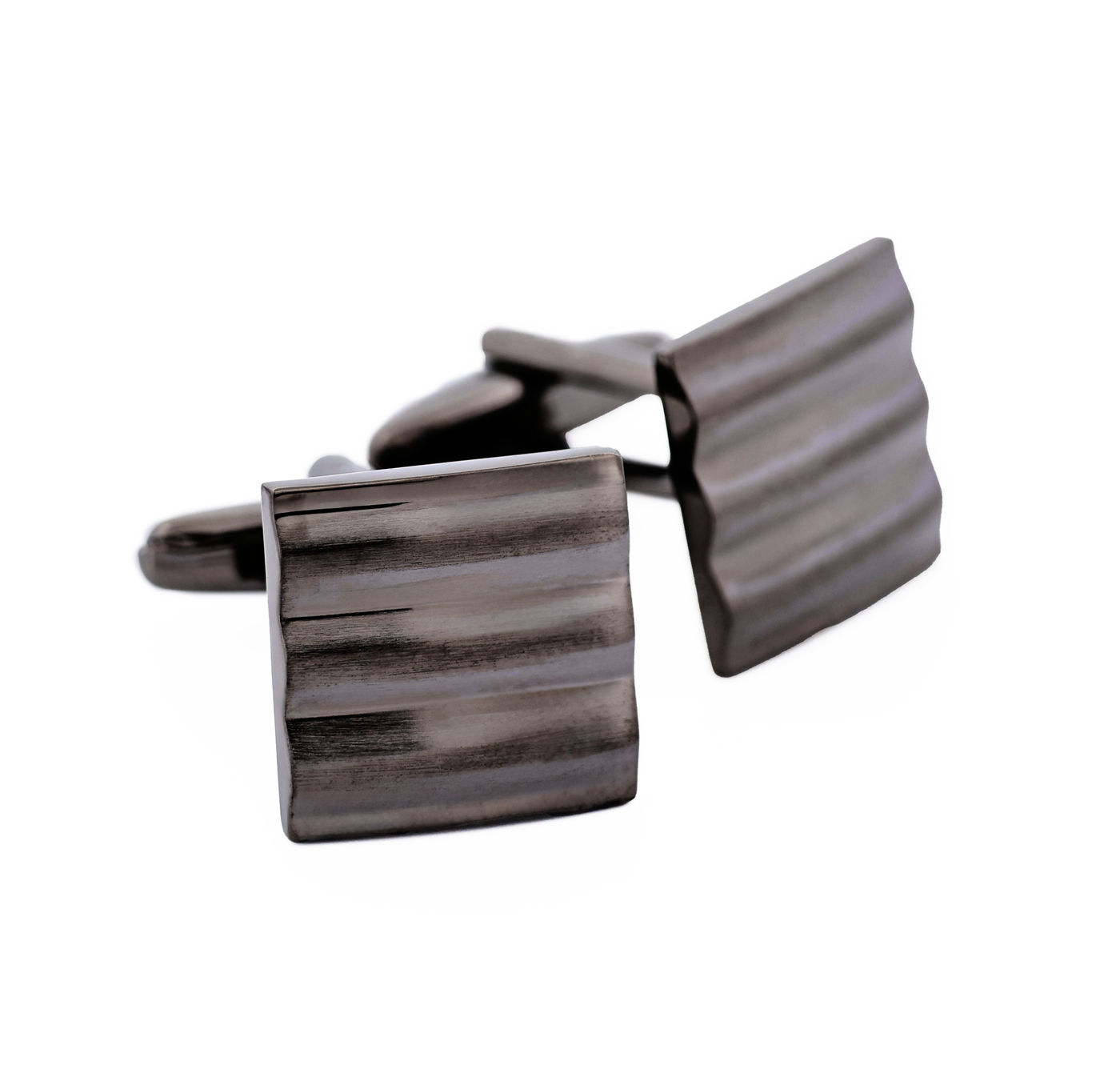 Sqaure Striped Gun Metal Cufflinks