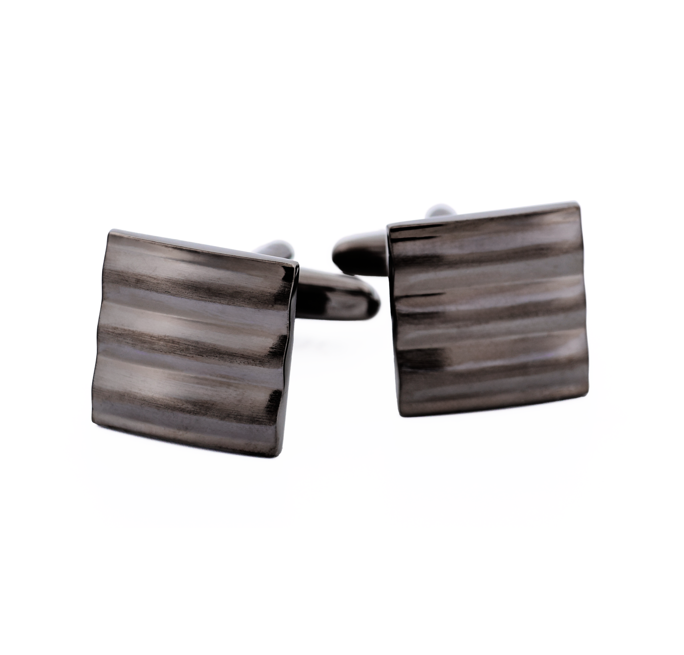 Sqaure Striped Gun Metal Cufflinks