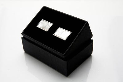 Rhodium Rectangle Mother of Pearl Cufflinks