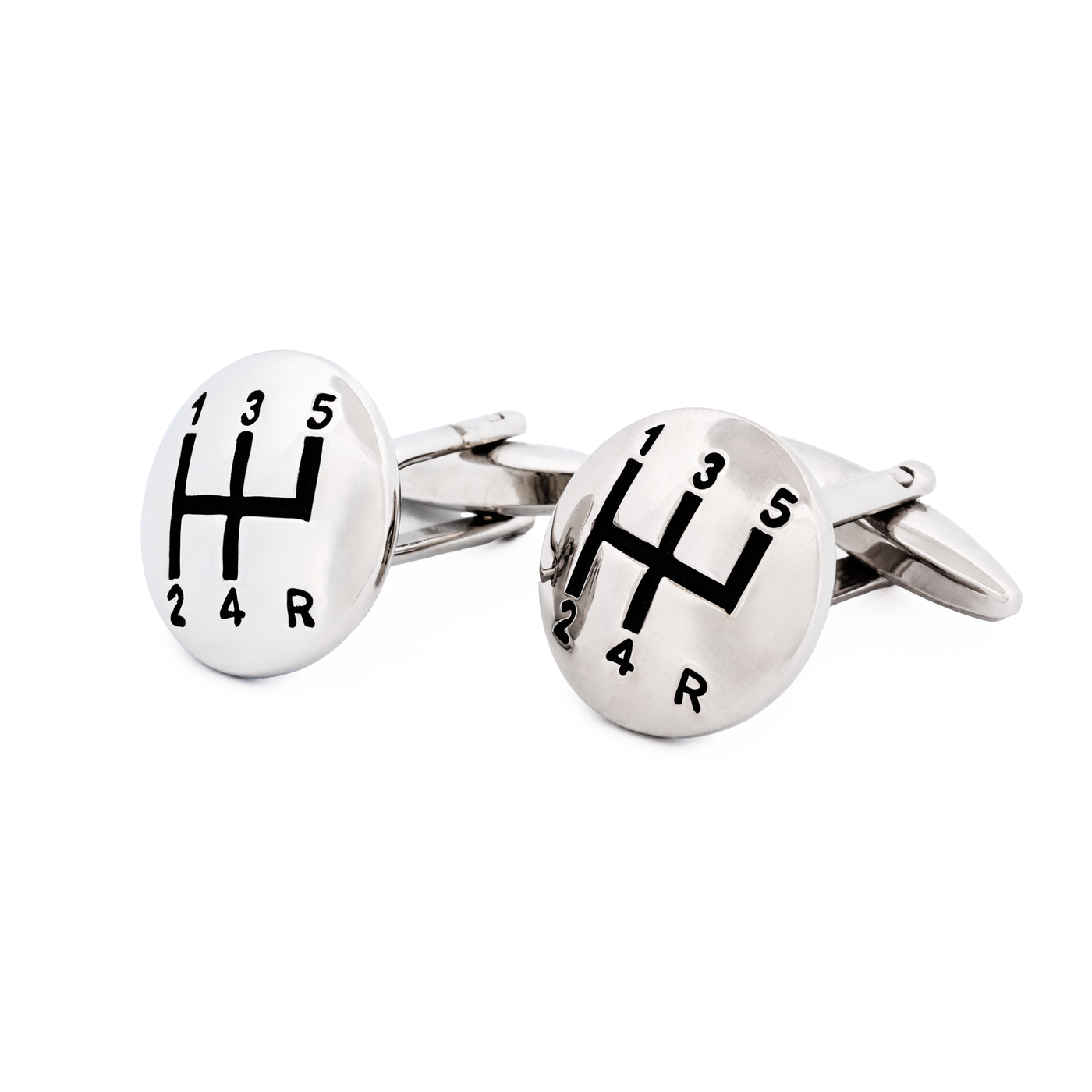 Rhodium Gear Stick Cufflinks