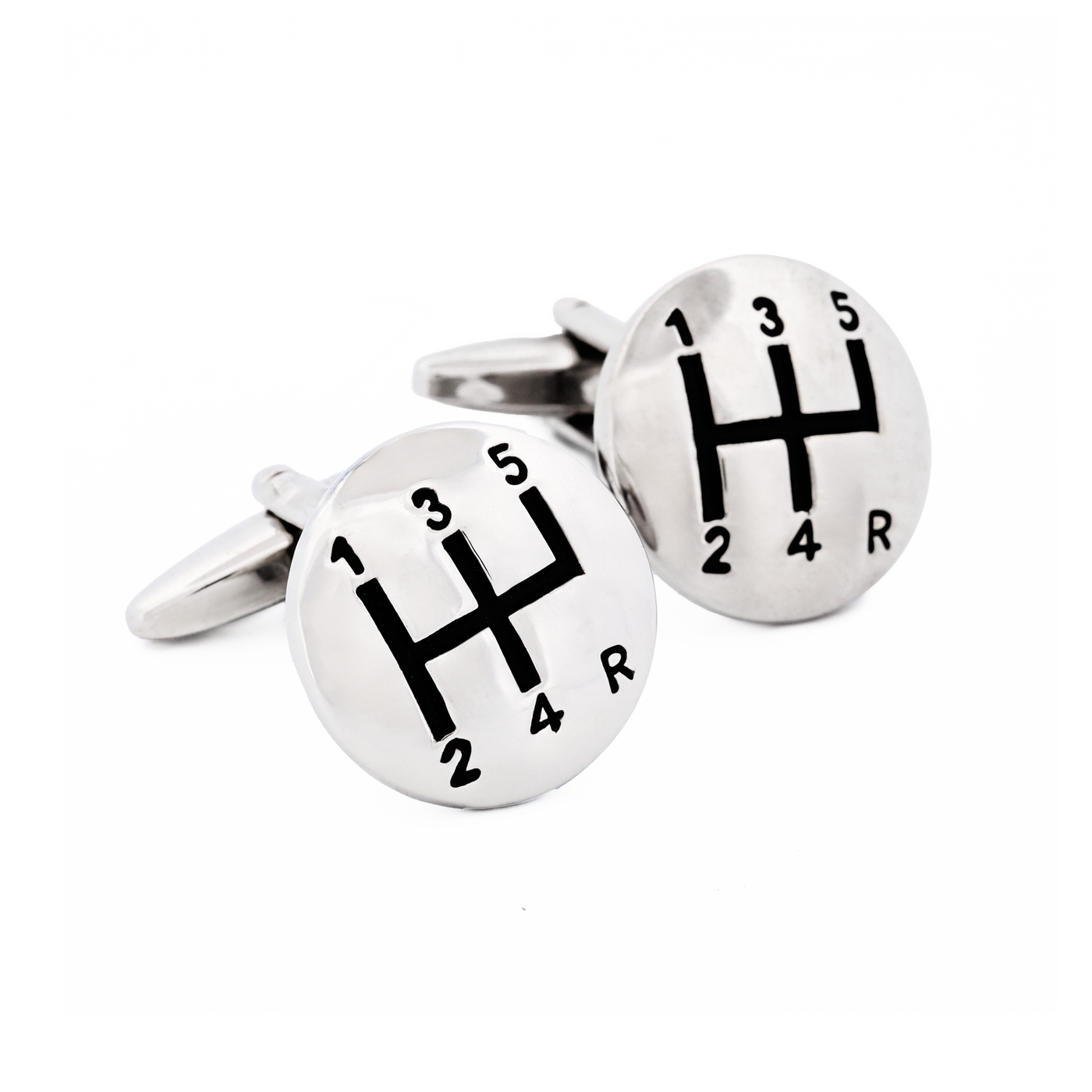 Rhodium Gear Stick Cufflinks