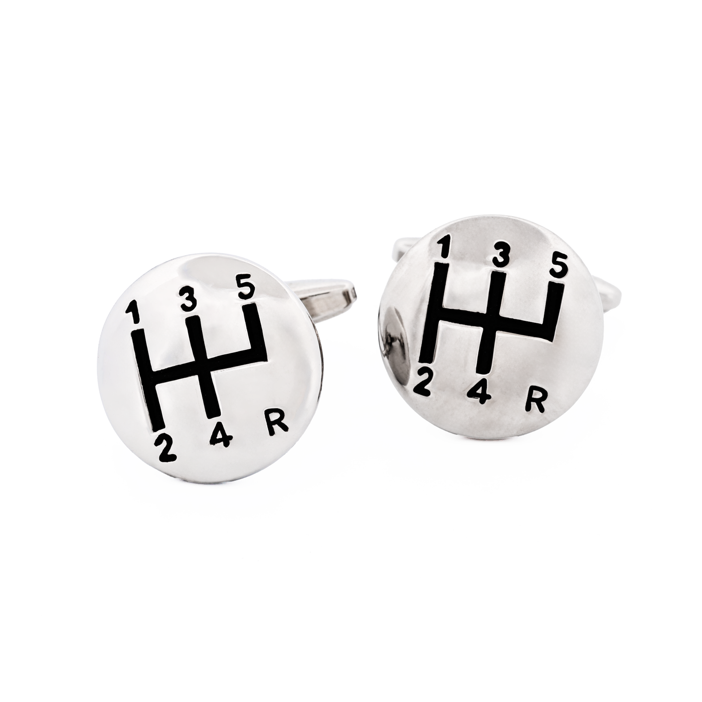 Rhodium Gear Stick Cufflinks