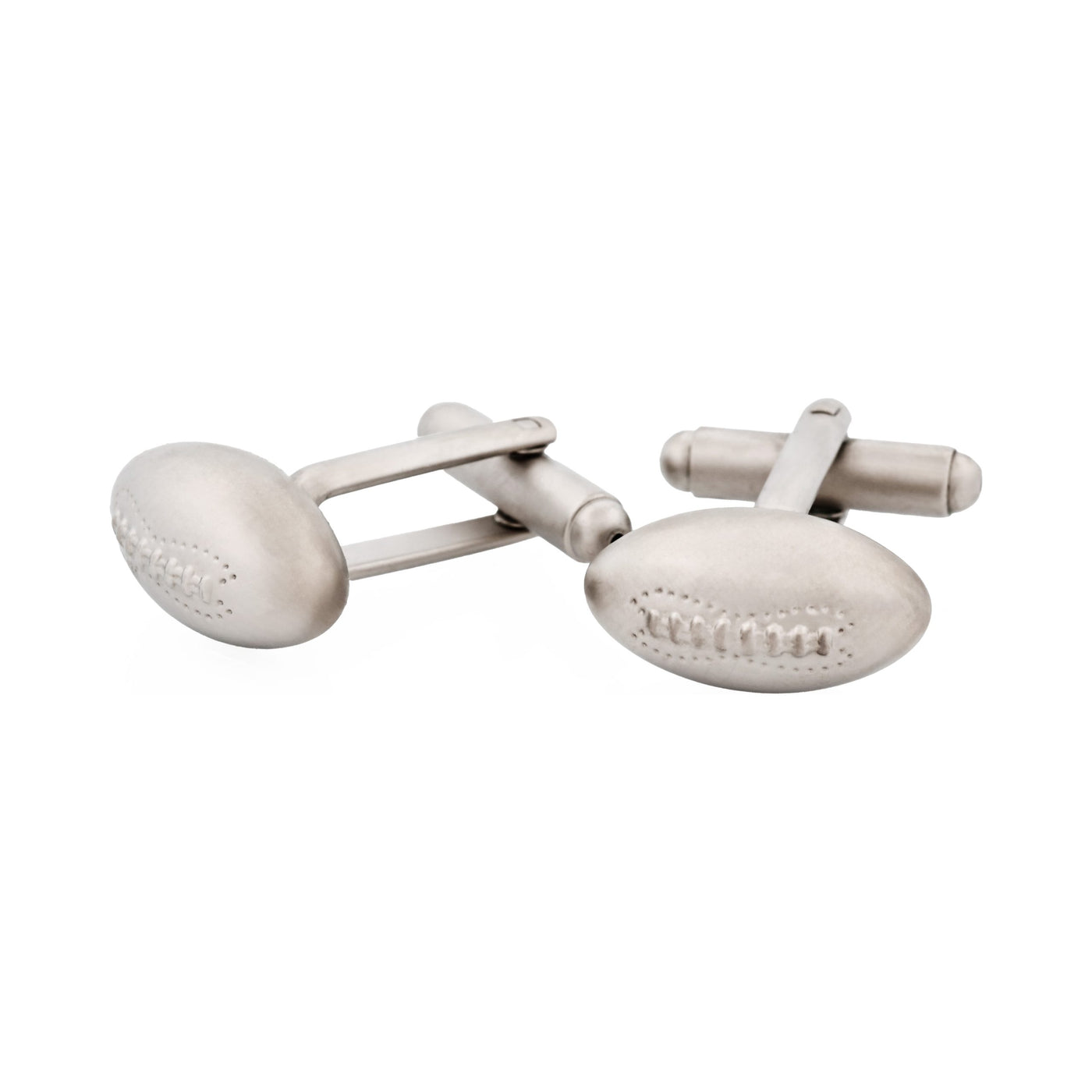 Brushed Rhodium Football Cufflinks