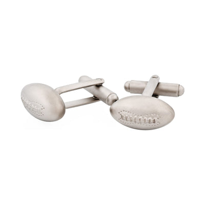 Brushed Rhodium Football Cufflinks