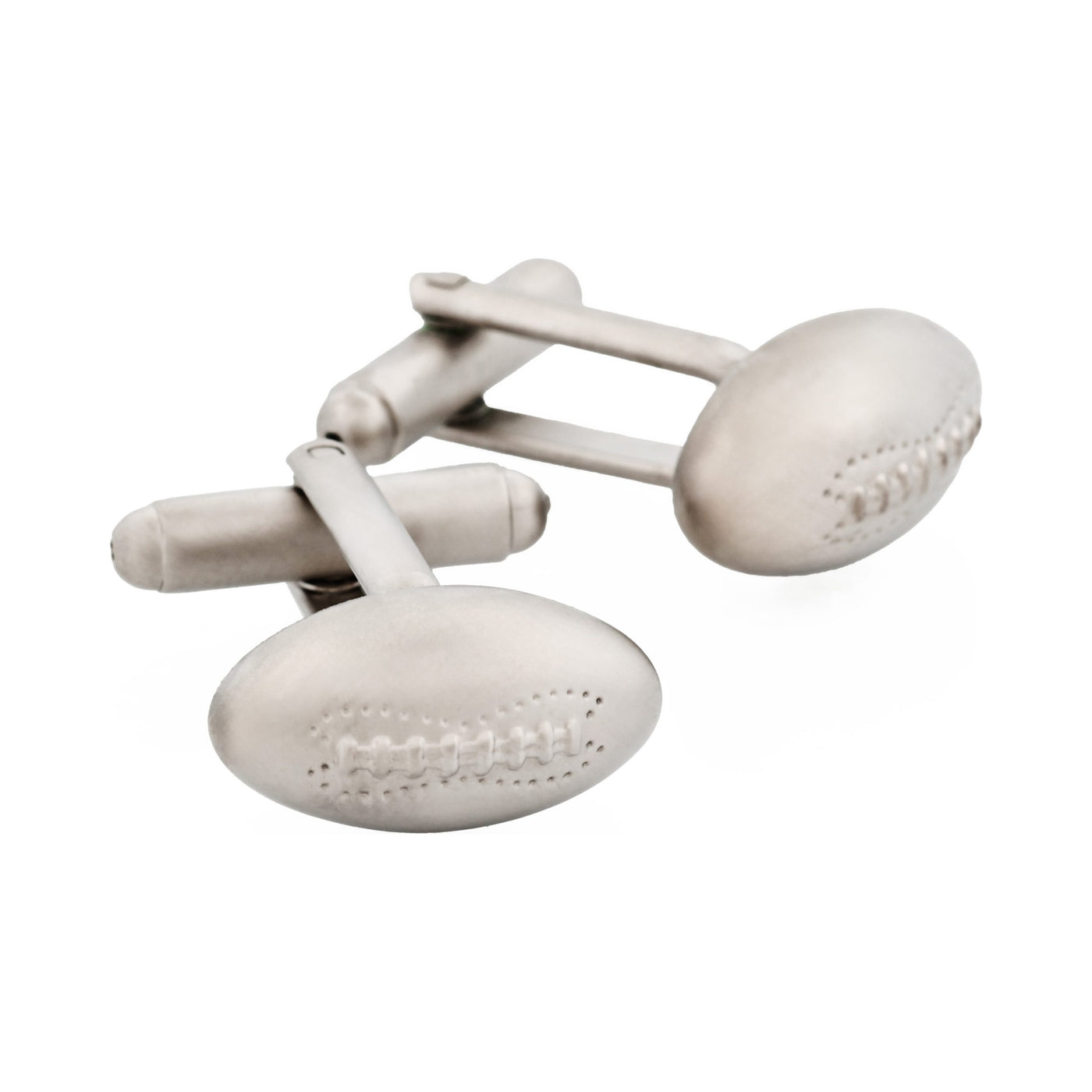 Brushed Rhodium Football Cufflinks
