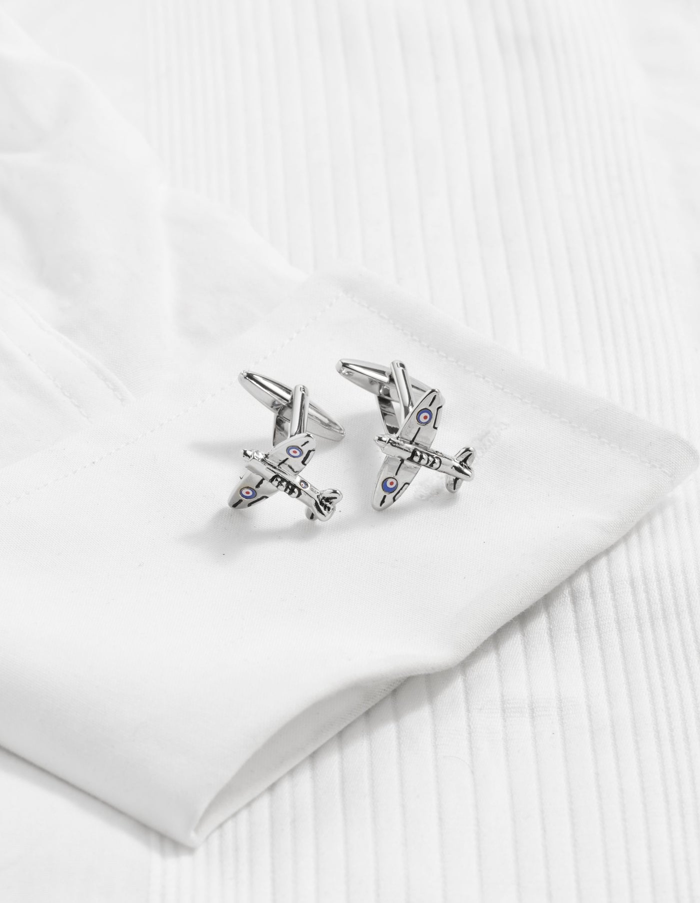 Rhodium Plated Supermarine Spitfire Cufflinks