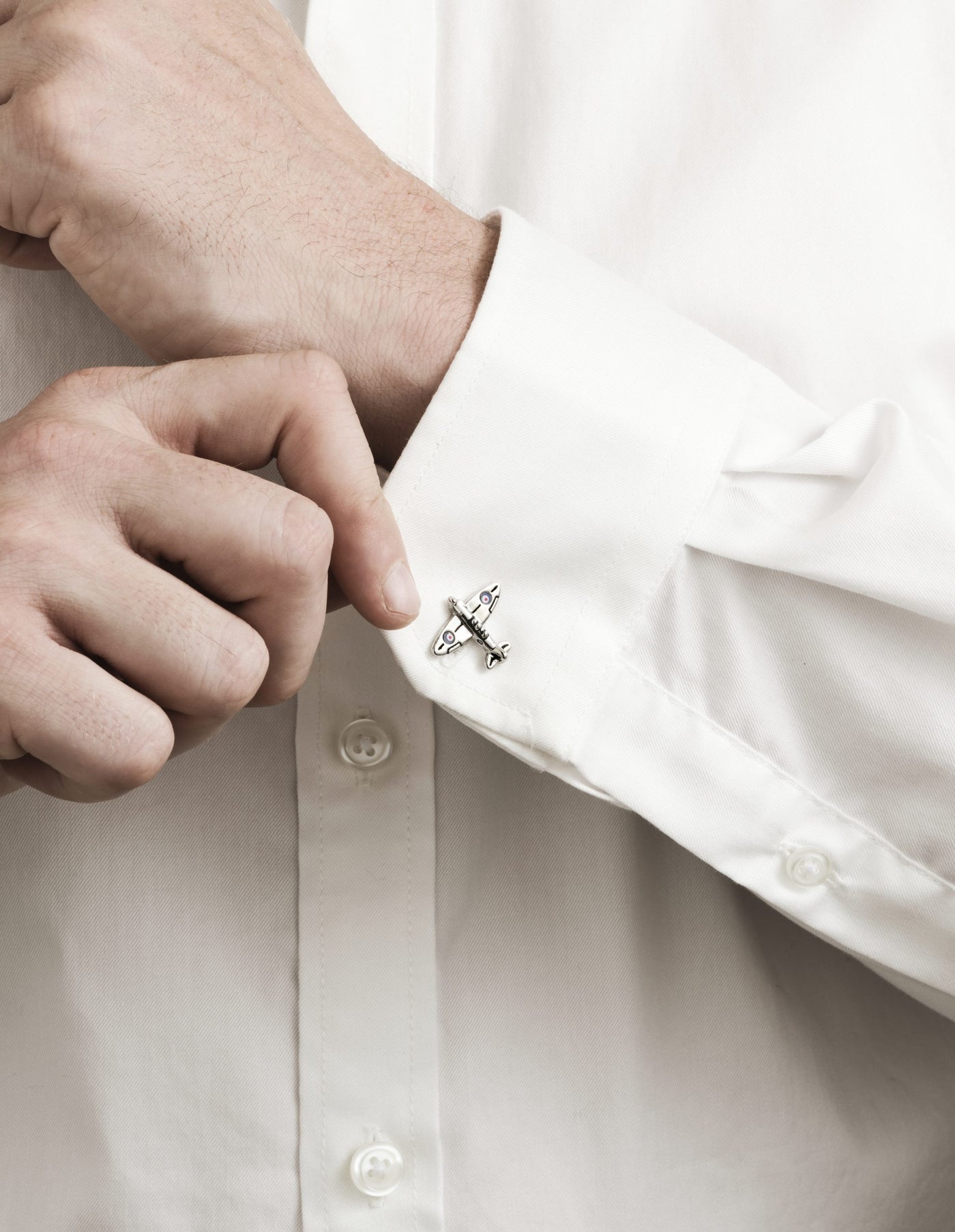 Rhodium Plated Supermarine Spitfire Cufflinks