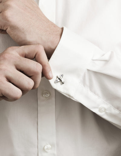 Rhodium Plated Supermarine Spitfire Cufflinks