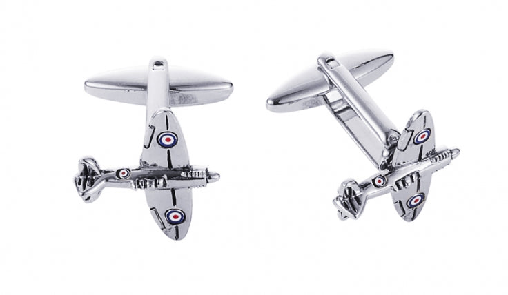 Rhodium Plated Supermarine Spitfire Cufflinks