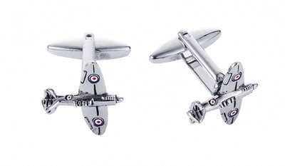 Rhodium Plated Supermarine Spitfire Cufflinks
