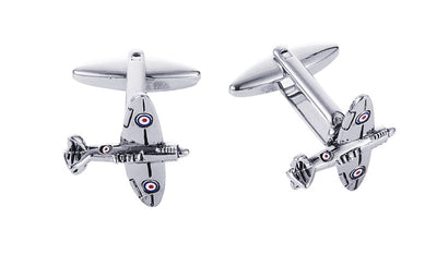 Rhodium Plated Supermarine Spitfire Cufflinks