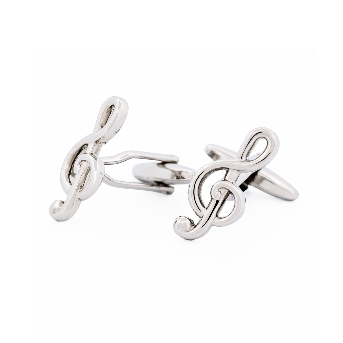 Rhodium Musical Clef Cufflinks