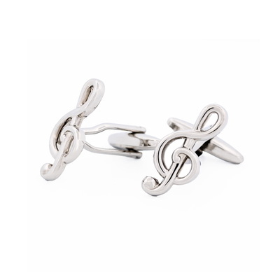Rhodium Musical Clef Cufflinks