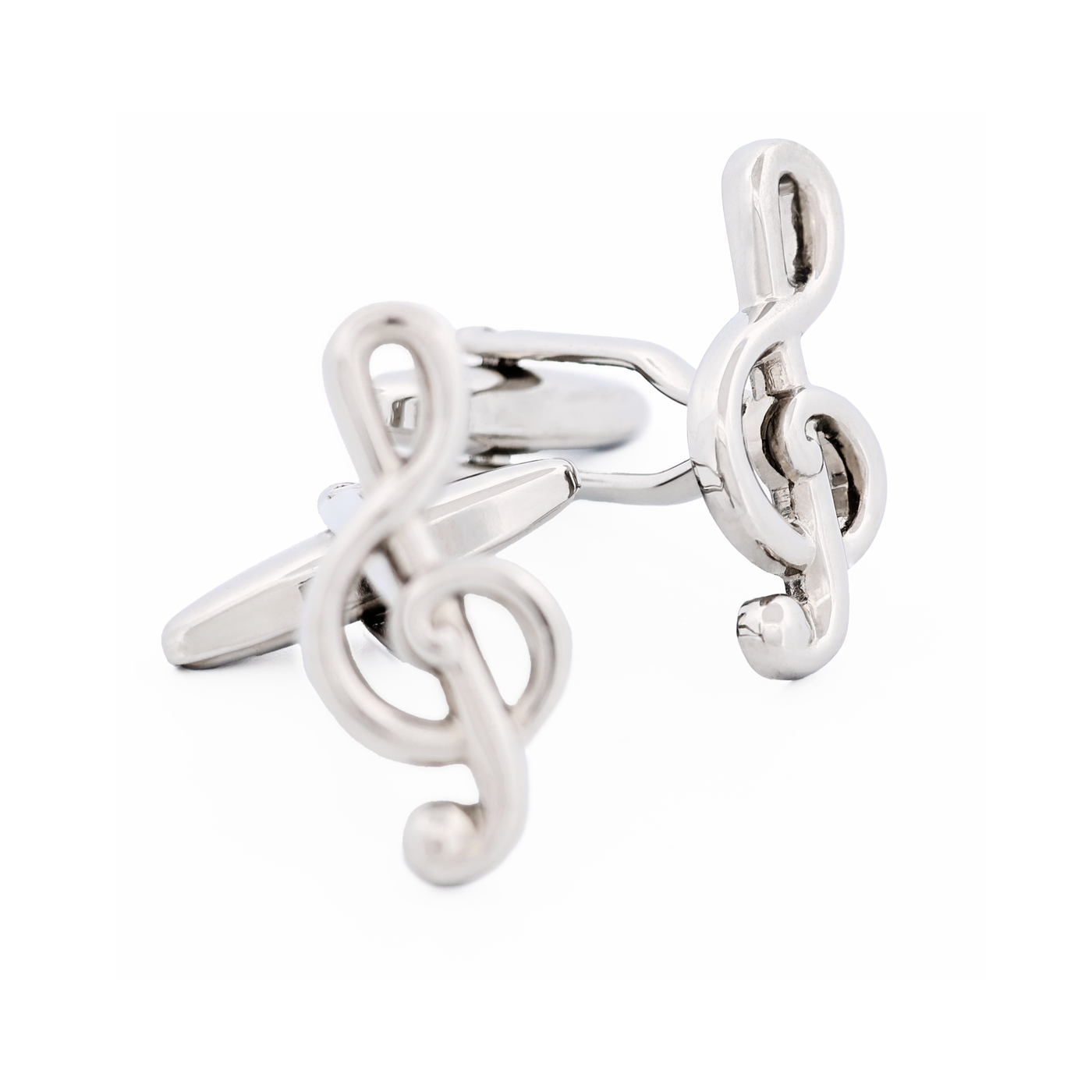 Rhodium Musical Clef Cufflinks