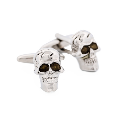 Rhodium Skull Head Cufflinks