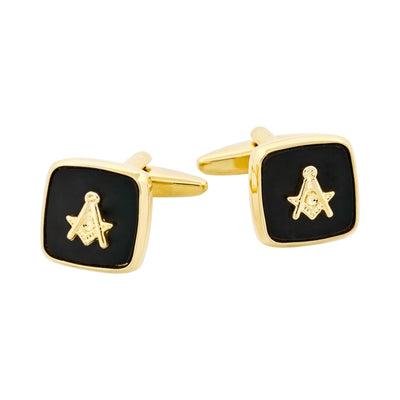 Masonic Cufflinks Gold/Black (with no G)