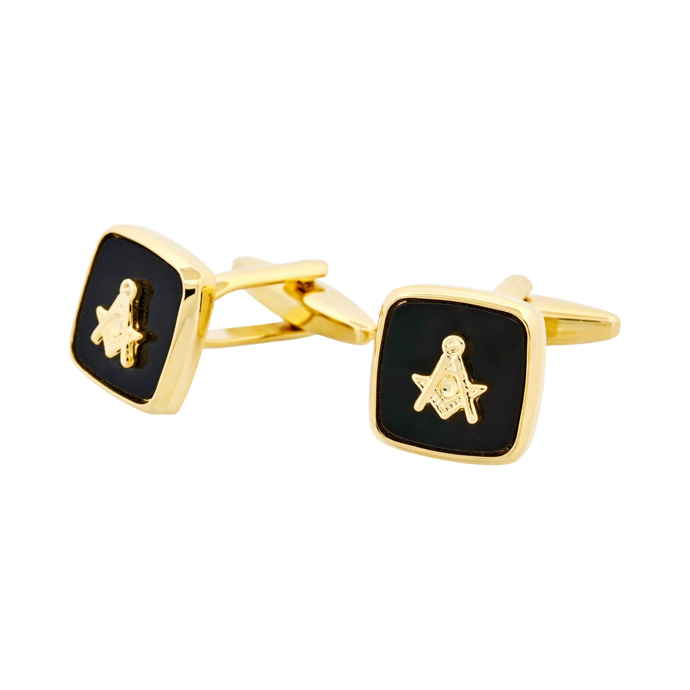 Masonic Cufflinks Gold/Black (with no G)
