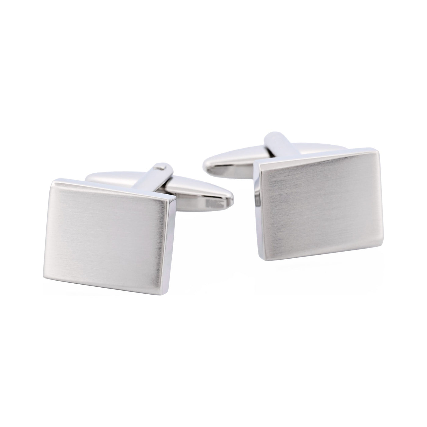 Brushed Rhodium Square Wedge Shape Cufflinks