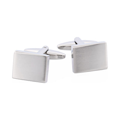 Brushed Rhodium Square Wedge Shape Cufflinks