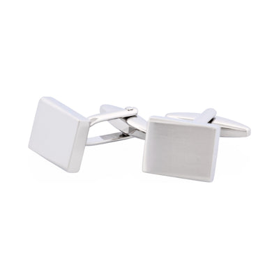 Brushed Rhodium Square Wedge Shape Cufflinks
