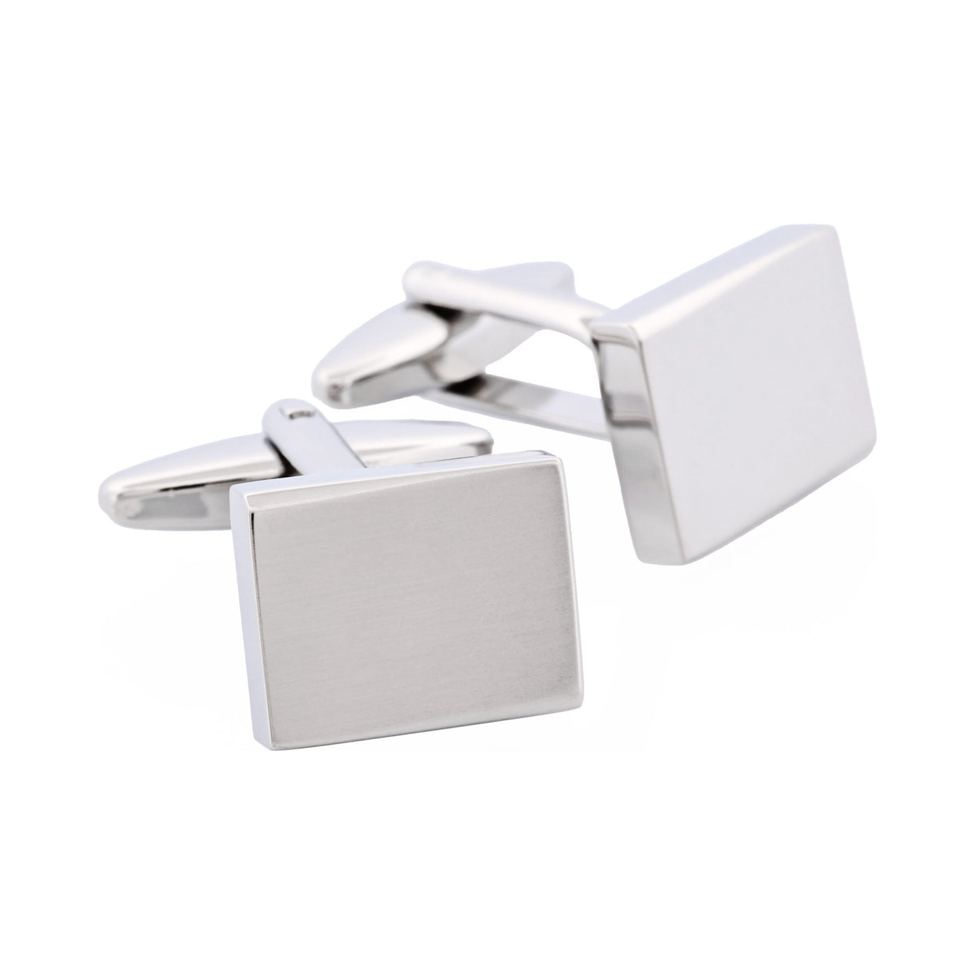 Brushed Rhodium Square Wedge Shape Cufflinks