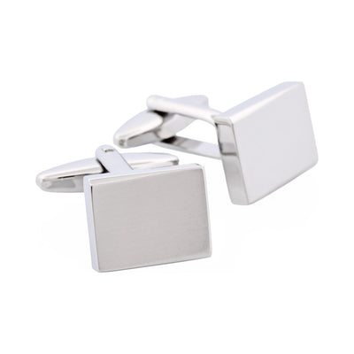 Brushed Rhodium Square Wedge Shape Cufflinks