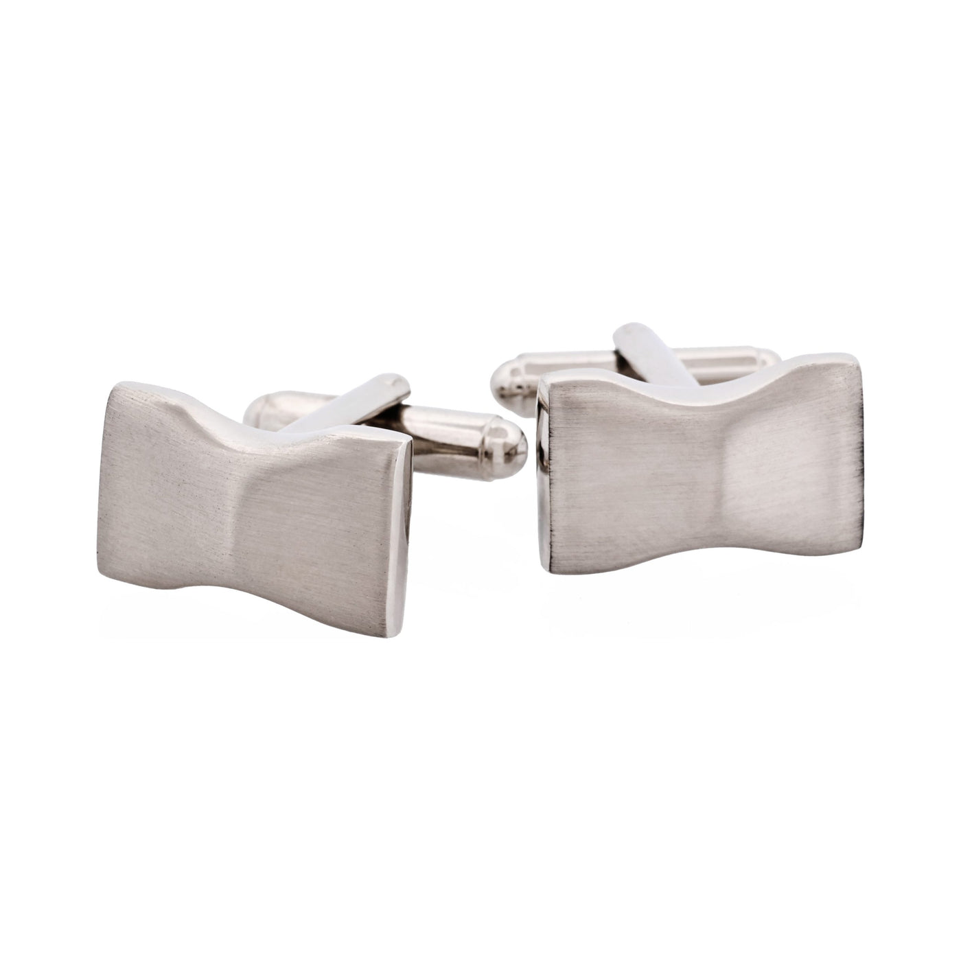 Brushed Rhodium Plated Bow Tie Shaped Cufflinks