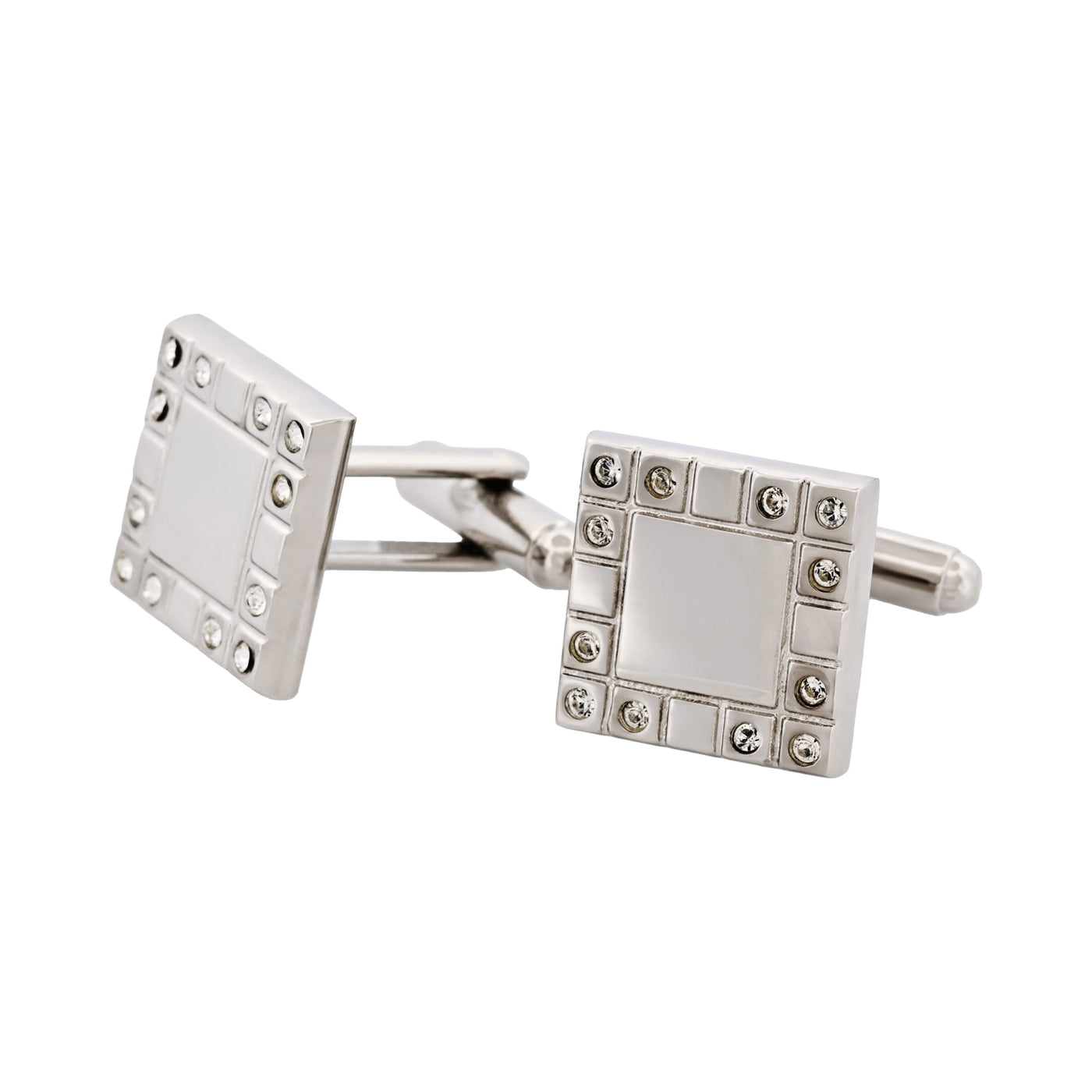 Rhodium Plated Cz Square Cufflinks