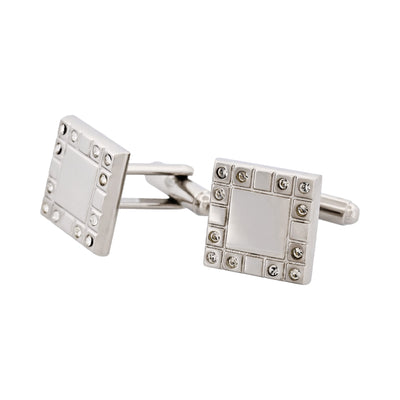Rhodium Plated Cz Square Cufflinks