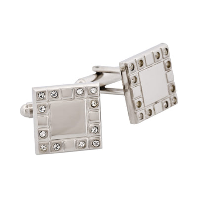 Rhodium Plated Cz Square Cufflinks