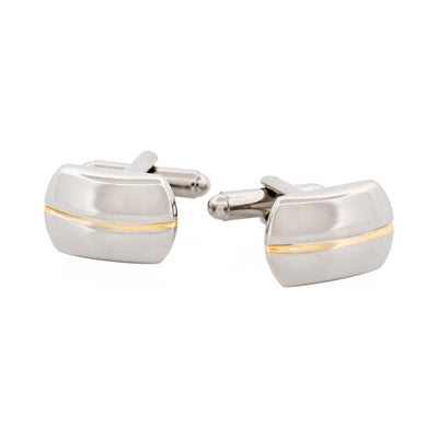 Polished Rhodium with Gold Centre Cufflinks