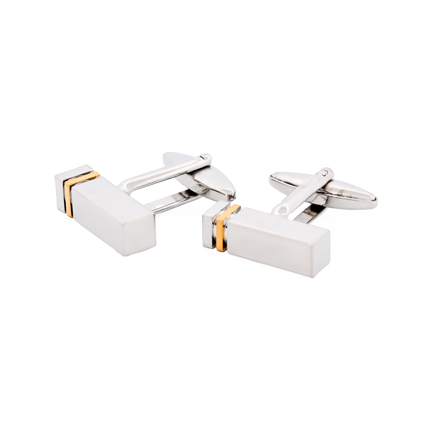 Rhodium & Gold Plated Rectangle Cufflinks