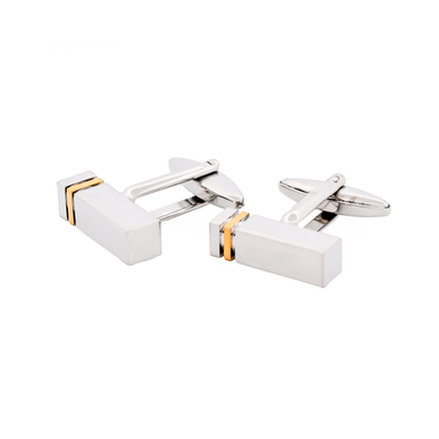 Rhodium & Gold Plated Rectangle Cufflinks