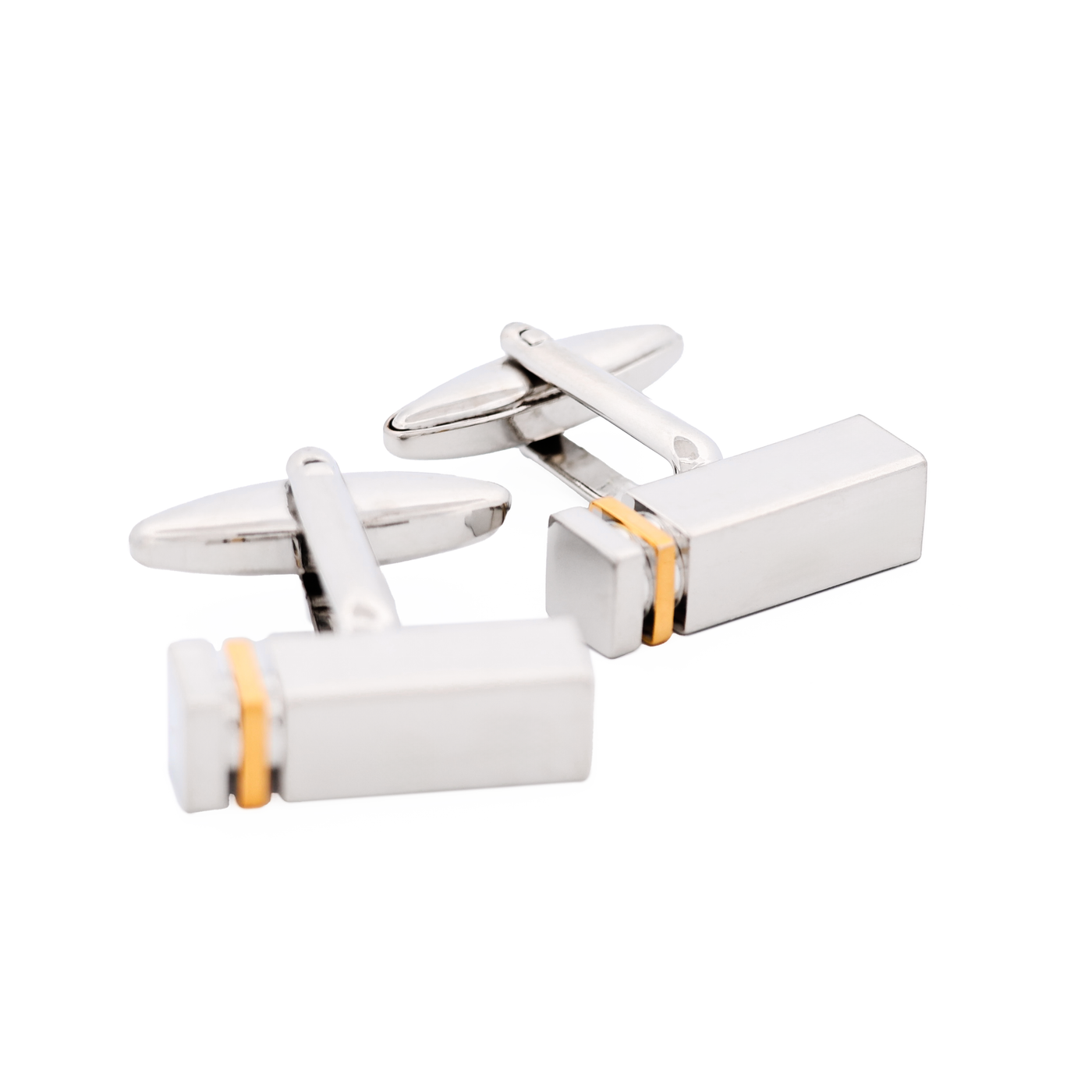 Rhodium & Gold Plated Rectangle Cufflinks