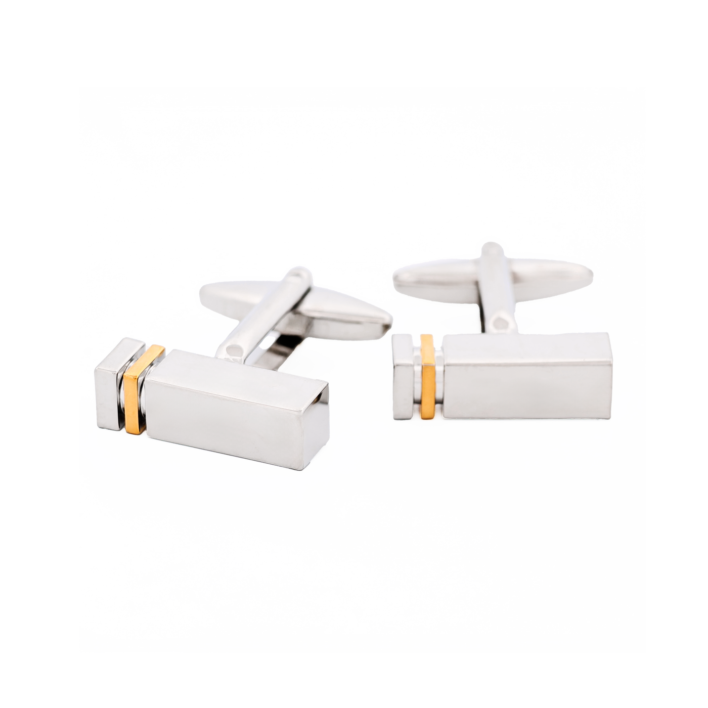 Rhodium & Gold Plated Rectangle Cufflinks