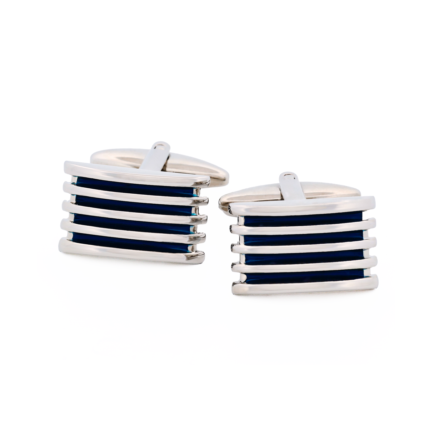 Rhodium Blue Enamel Cufflinks