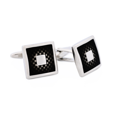 Rhodium Purple Enamel Cufflinks