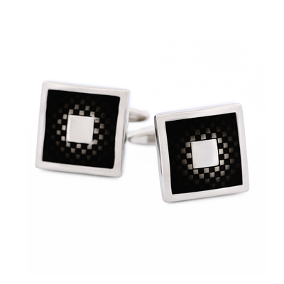 Rhodium Purple Enamel Cufflinks