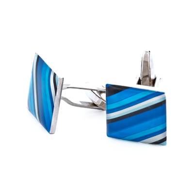 Blue Striped Square Cufflinks