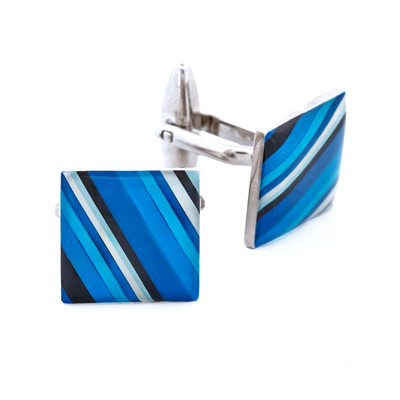 Blue Striped Square Cufflinks