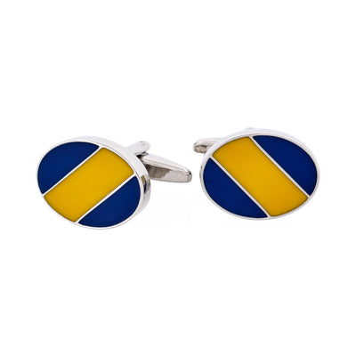 Blue & Yellow Striped Enamel Cufflinks