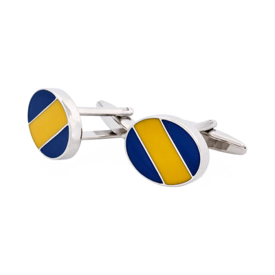 Blue & Yellow Striped Enamel Cufflinks