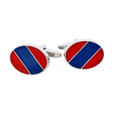 Blue & Red Striped Enamel Cufflinks