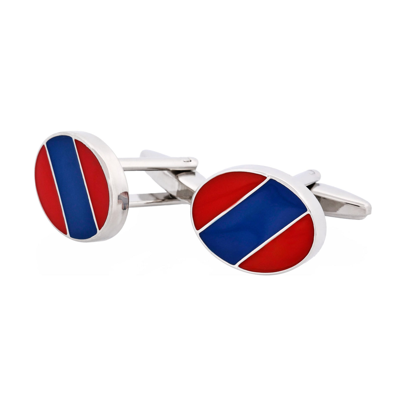 Blue & Red Striped Enamel Cufflinks