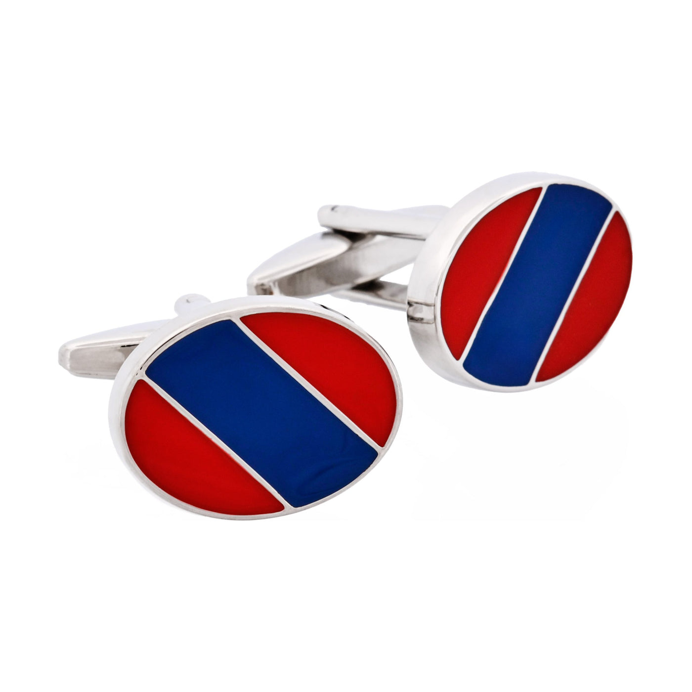 Blue & Red Striped Enamel Cufflinks